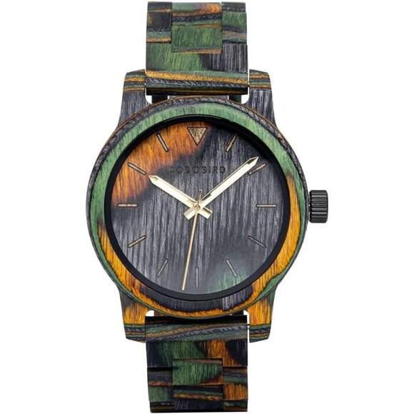 Men's Green  Wooden Watch Handmade Fashion Quartz Analog Wristwatch - Picture 1 of 9